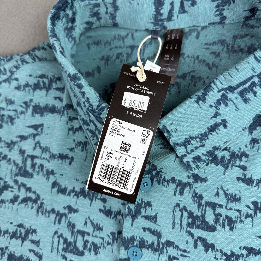 Adidas Go To PRT Polo Shirt Mens XL Arcfus Blue Golf Performance‎ Stretch NWT - Picture 5 of 9